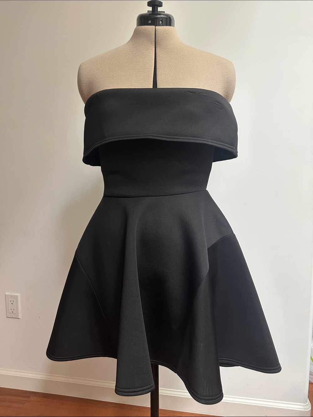 Black Bonded Scuba Bardoi Skater Dress